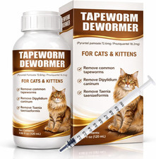 Cat Dewormer Liquid Broad Spectrum Treatment for Tapeworms, Roundworms  Hookwor