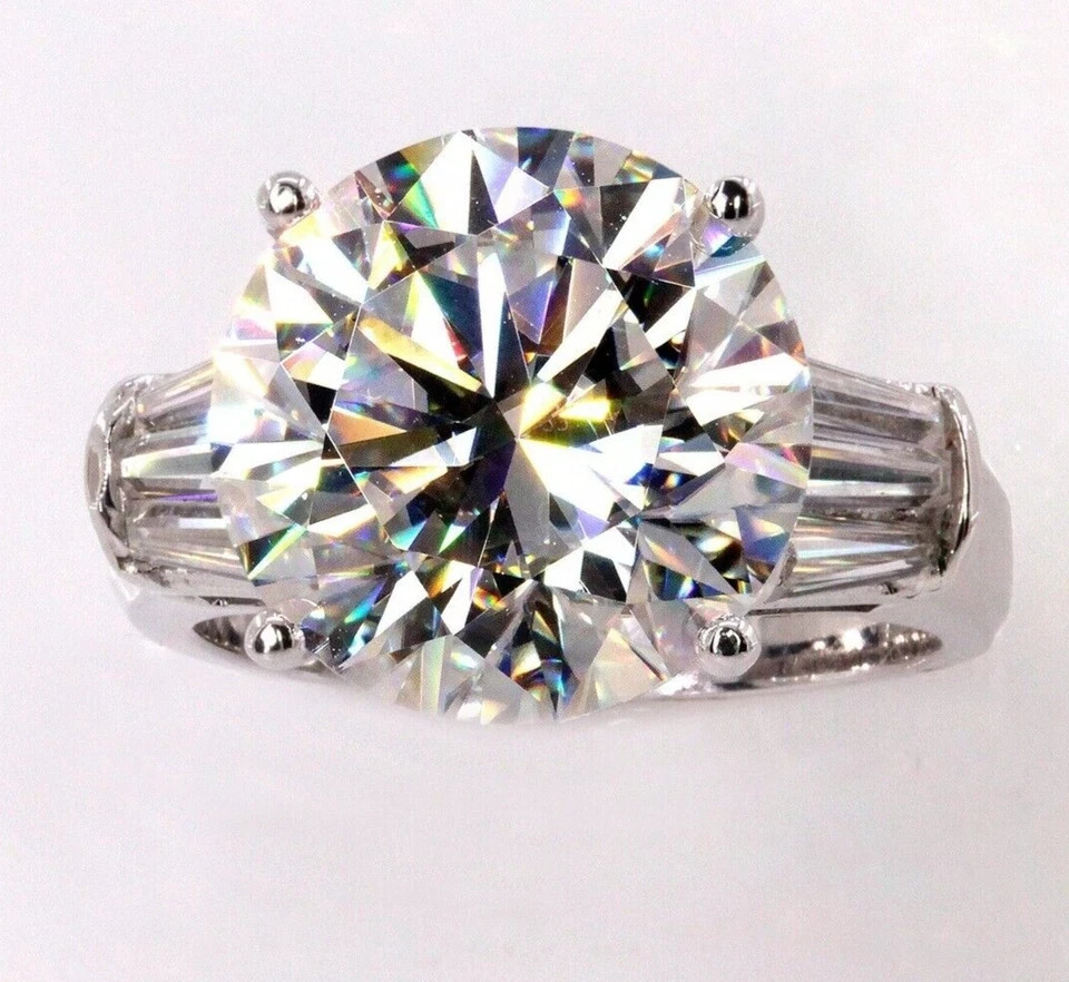 RARE 9.55 Ct Certified  White Treated Diamond Solitaire Ring In 925 Silver
