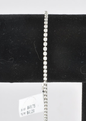Diamonique Sterling Silver Tennis Braclet 6 3/4'' fit