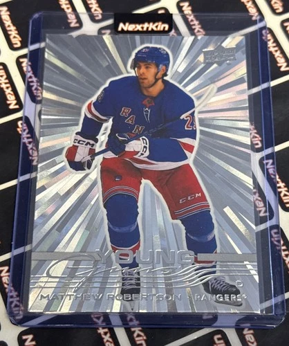 2025-26 Upper Deck Series 1 Matthew Robertson Silver Outburst Young Guns Rangers