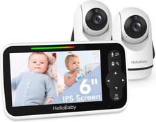 Video Baby Monitor with Upgraded 6  IPS Large Screen, Split Screen with 2 Camera
