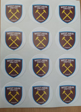 12PCS (ROUND 45MM)-WEST HAM UNITED STICKERS VANILL,WATERPROOF-(NEW)