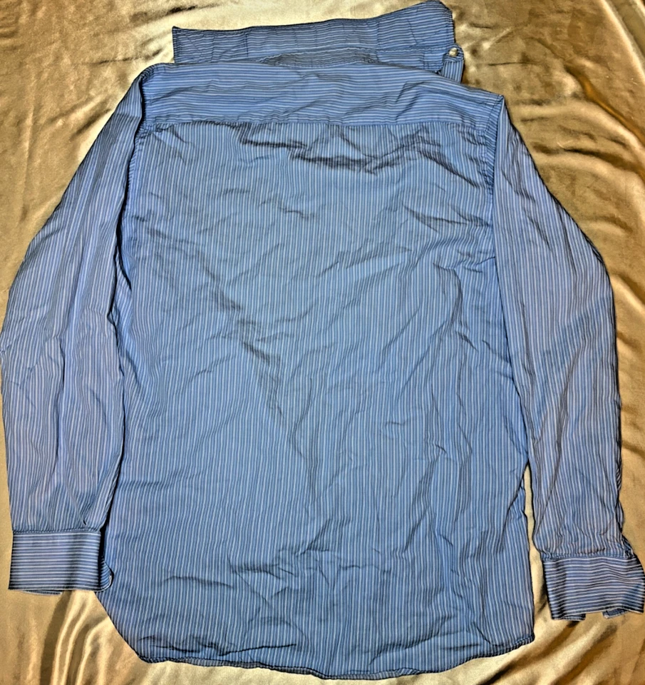 Camisa de vestir Michael kors mediana a rayas azul y blanco 16/34-35 100% algodón Foto 3 de 4