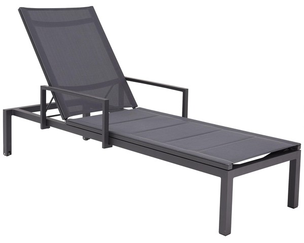 Gartenliege Grau Outdoor Sonnenliege Funktional Aluminium, Textilene Balkonliege-image