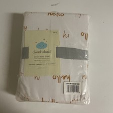 Fitted Crib Sheet Hi Hello - Cloud Island  White/Yellow Unisex Crib Sheet. Facto
