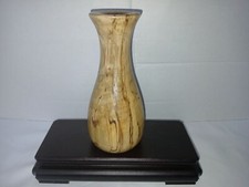 HAND TURNED SPALTED MAPLE WOOD BUD FLOWER VASE 7" TALL