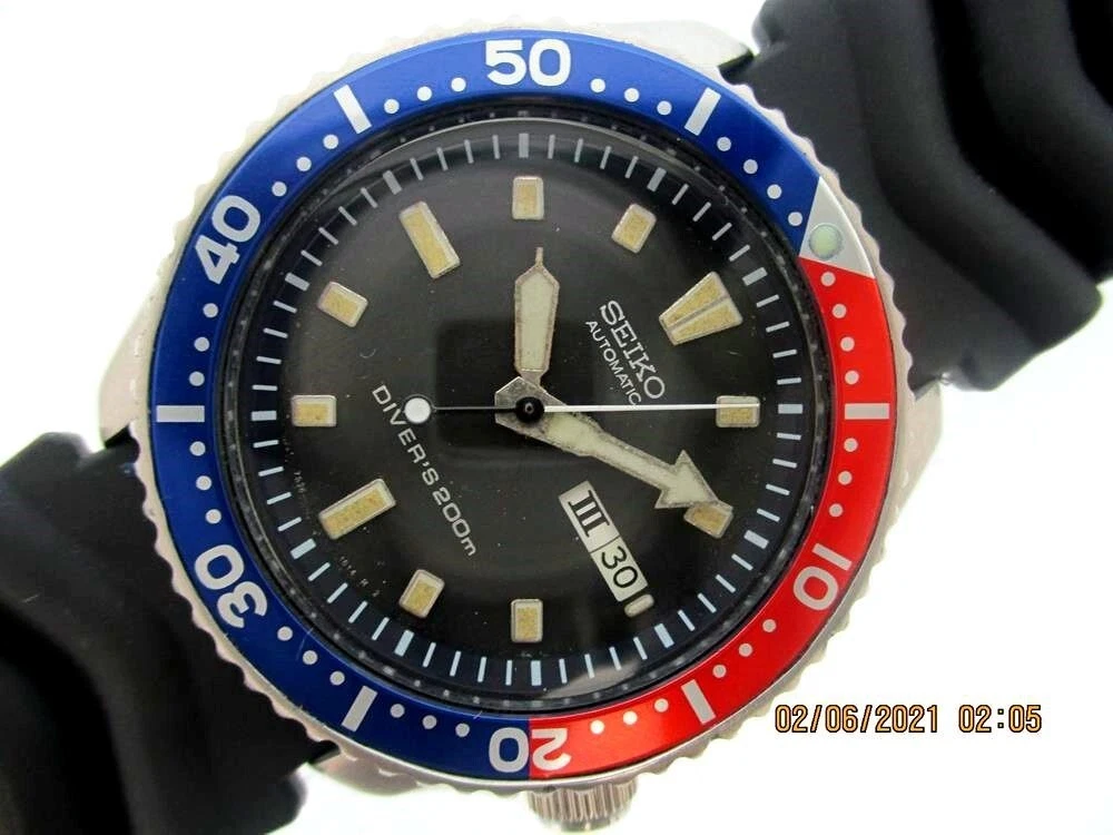 RARE 98 SEIKO 7S26 0020 SKX007 BULLET MENS PEPSI DAY DATE 810204