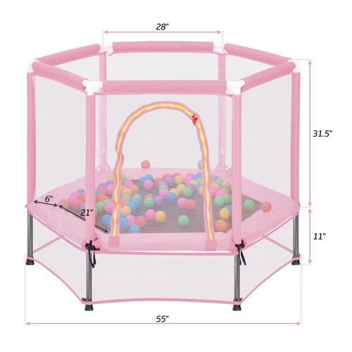 55" Mini Trampoline with Safety Enclosure Net 4.5FT Indoor Outdoor Toddler - Picture 7 of 8