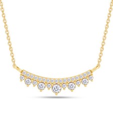 2/7 Ct Diamond Curved Bar Pendant Necklace 14k Solid Gold Lab Grown