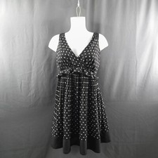LOFT Women Babydoll Dress 0P Black Polka Dot Retro Y2K Romantic Indie Edgy Girly