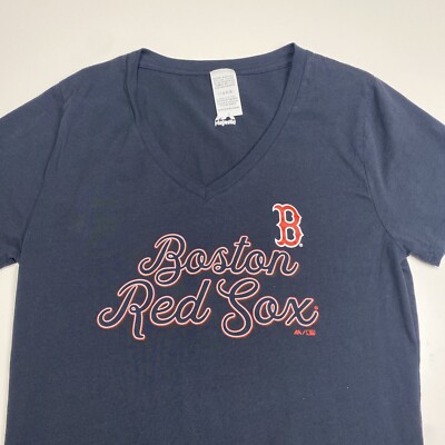 Boston Red Sox Shirt Womens Large Navy Blue Red Logo MLB