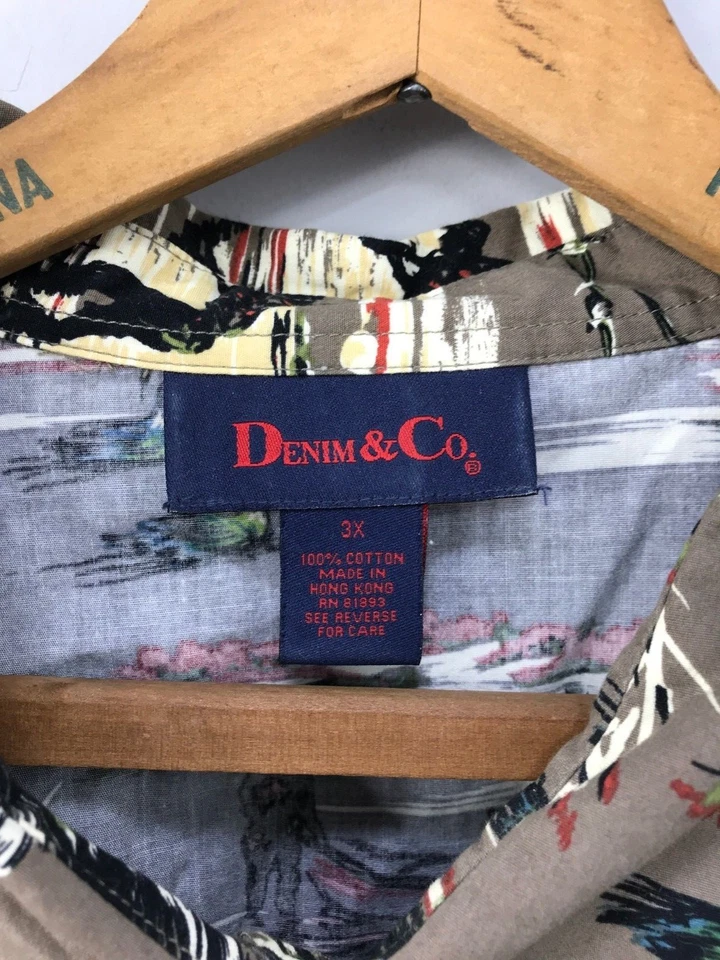 Duck Hunters Hunting Dog Duck Boat Print Shirt Denim Co. Mens 3X 100% Cotton - Image 2 of 4