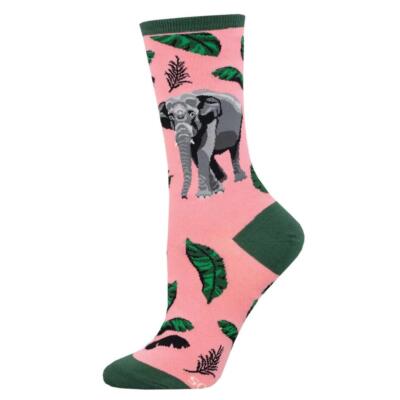 Sockenschmied Damensocken rosa Grafik Baumwolle Crew Elefant Design Neuheit UK 3-8