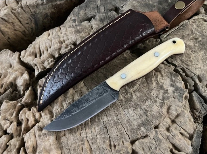 Cuchillo de hoja fija vintage con mango de hueso | Lote de cuchillos | Regalo de Navidad | Exterior EE. UU. Foto 2 de 4