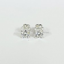 2 Ct White Treated Diamond Studs Earrings In White Gold Finish Color F Certified