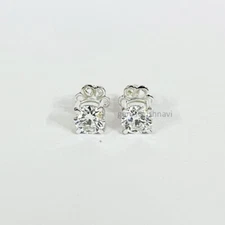 2 Ct White Treated Diamond Studs Earrings In White Gold Finish Color F Certified