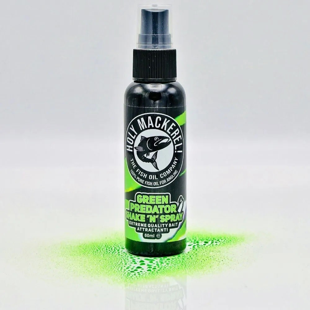 Holy Mackerel Green Predator Shake ‘n’ Spray 60ml - Boosting Liquid Fishing