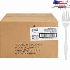 Medium-Weight Disposable Forks 1000CT Individually Wrapped Cutlery Catering New