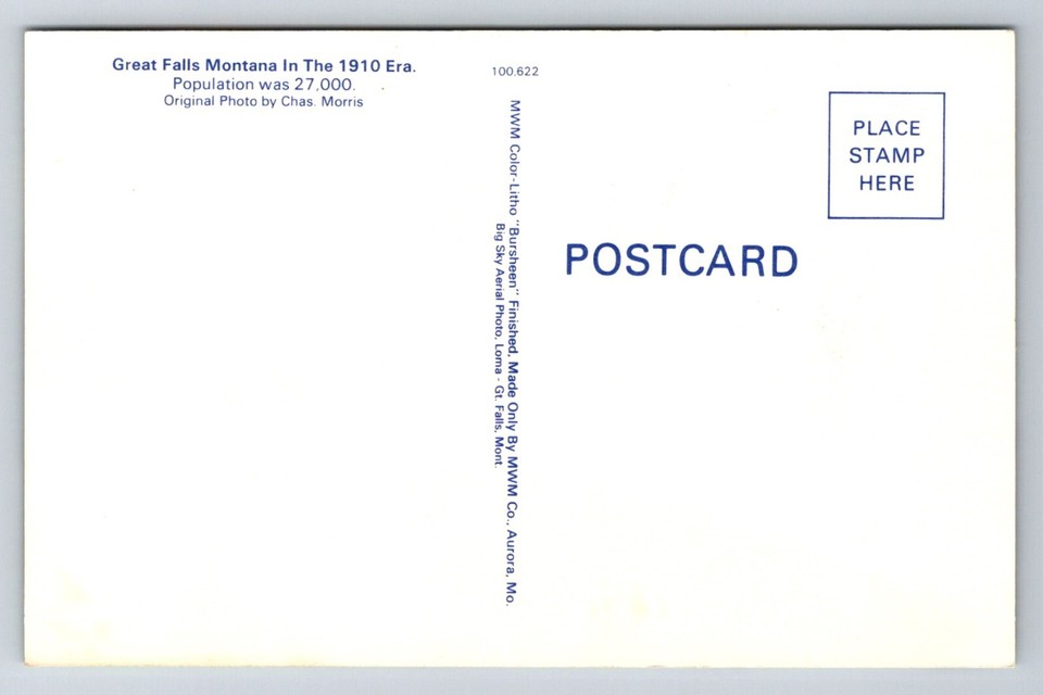 Postcard Montana Great Falls Central Avenue Streetcar Hardware Drug