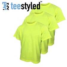 Men's Safety Yellow Green T-Shirts High Visibility Work Tees Non-ANSI