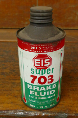 Vintage EIS Super 703 Brake Fluid Cone Top 12oz Can FULL NOS - Metal Gas Oil Can
