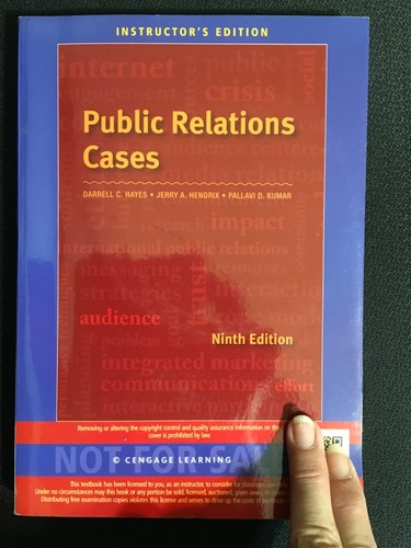 PUBLIC RELATIONS CASES Ninth Edition 9th INSTRUCTOR'S ED Hayes Hendrix Kumar NEW