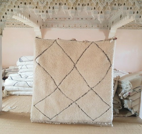 Beni ourain Rug 5'6"x5'3" Ft Moroccan Rug Handmade Authentic Wool Carpet     - Picture 1 of 12