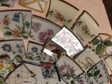 antique/vintage mixture for mosaic work all florals, pastels and garden mixtures