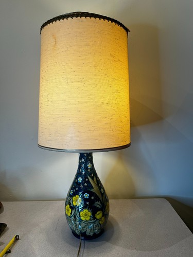 Vintage MOORCROFT POTTERY "BUTTERCUP" ceramic lamp blue with flowers rare! - Picture 15 of 17