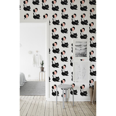 Non-woven wallpaper Cute Cats Renters Cats with balloons pattern Traditional