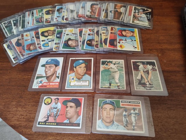 SIXTY-ONE (61) TOPPS 1952 1953 1955 1956 1957 CARDS FT. MARTIN, BAUER, SNIDER
