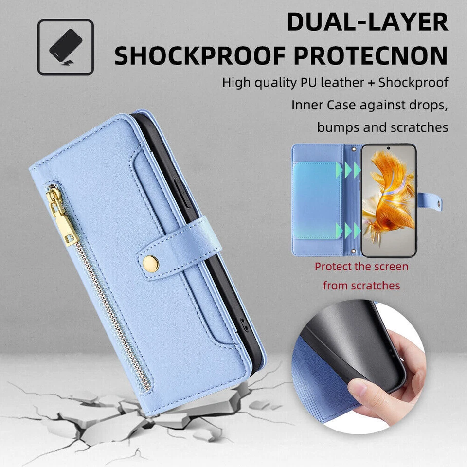 Leather Wallet Phone Case For Honor X6B 200 90 80 X9B X8 X6 Huawei P60 Magic 5 6 - Image 4 of 4