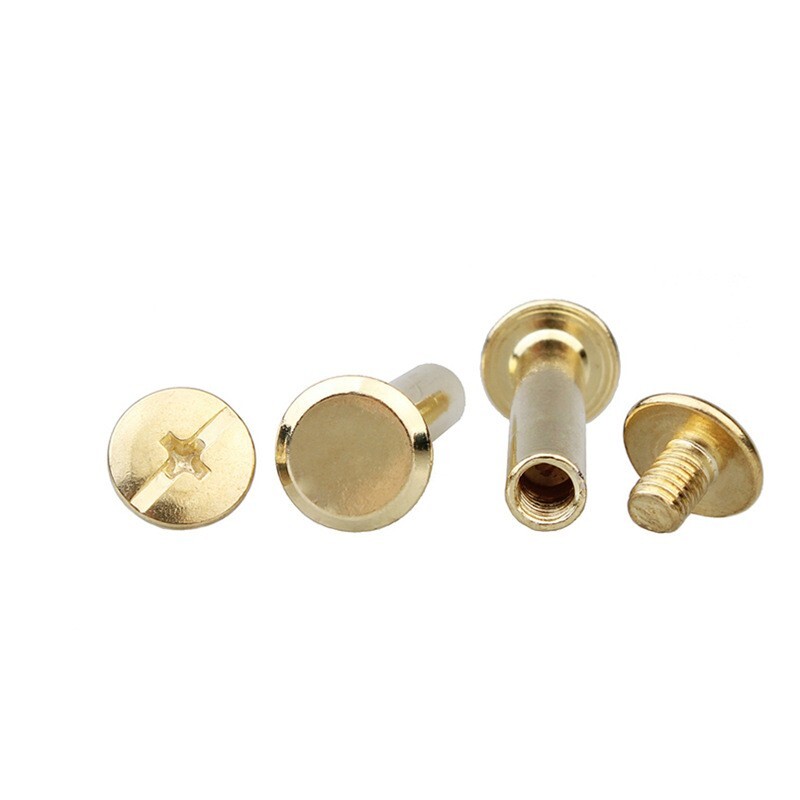 5mmx10mm Binding Screw Posts Nuts Docking Rivets Brass Tone 20pcs