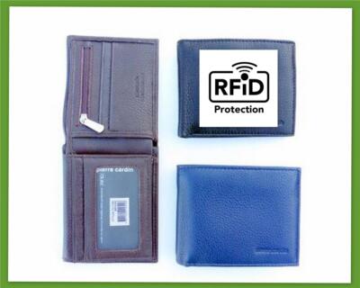 Pierre Cardin MENS RFID GENUINE Leather Wallet Bifold Card Coin Holder Gift Box