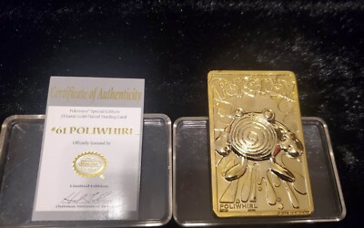 23 karat gold pokemon card poliwhirl Pokemon Burger King Gold-Plated Trading Card