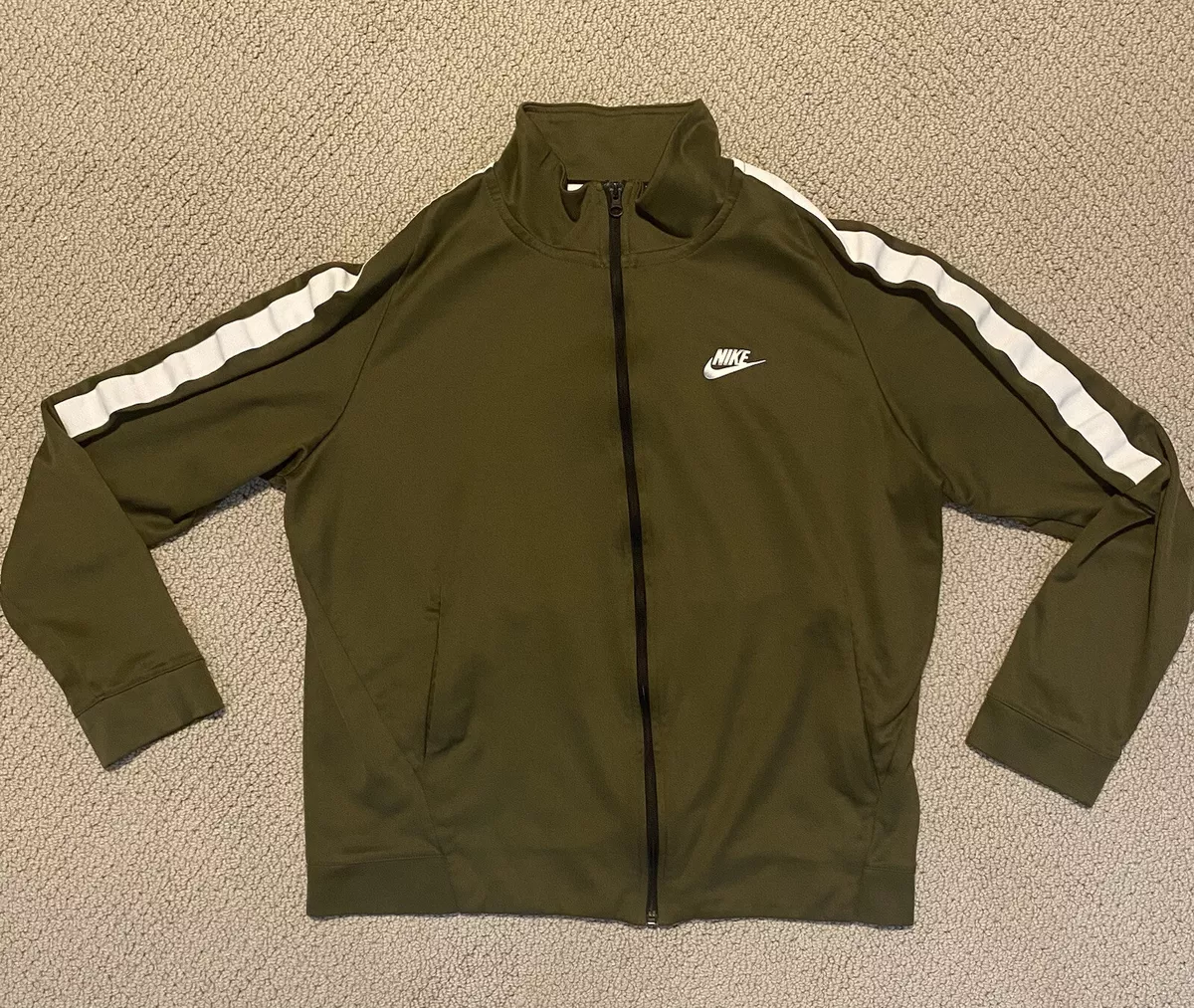 Nike Sportswear Full Zip Track Jacket Green White Striped Women s