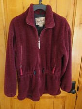 WOOLRICH VINTAGE SIZE S NUBBY FLEECE JACKET MERLOT COLOR FULL ZIP USA MADE LINED