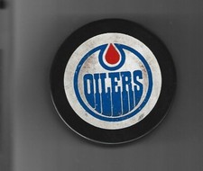 RARE 1985 MARTY MCSORLEY AUTOGRAPHED EDMONTON OILERS RENFORD INNS PRACTICE PUCK!