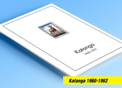 PAGES D'ALBUM DE TIMBRE KATANGA IMPRIMÉ COULEUR 1960-1962 (8 pages illustrées) - Photo 1 sur 1