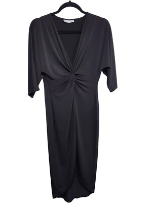 Knot Front Batwing Long Black Dress Front Slit 3/4 sleeve Evening-K67 | eBay Knot Front Batwing Long Black Dress Front Slit 3/4 sleeve Evening-K67 | eBay