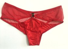 Victorias Secret Sexy Rossetto Rosso Cheeky Mutandine O-Ring Ritagli Taglia L Trasparente