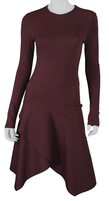 GIVENCHY Burgundy Purple Jersey & Scuba Knit Asymmetric A-Line Dress 36 |  eBay