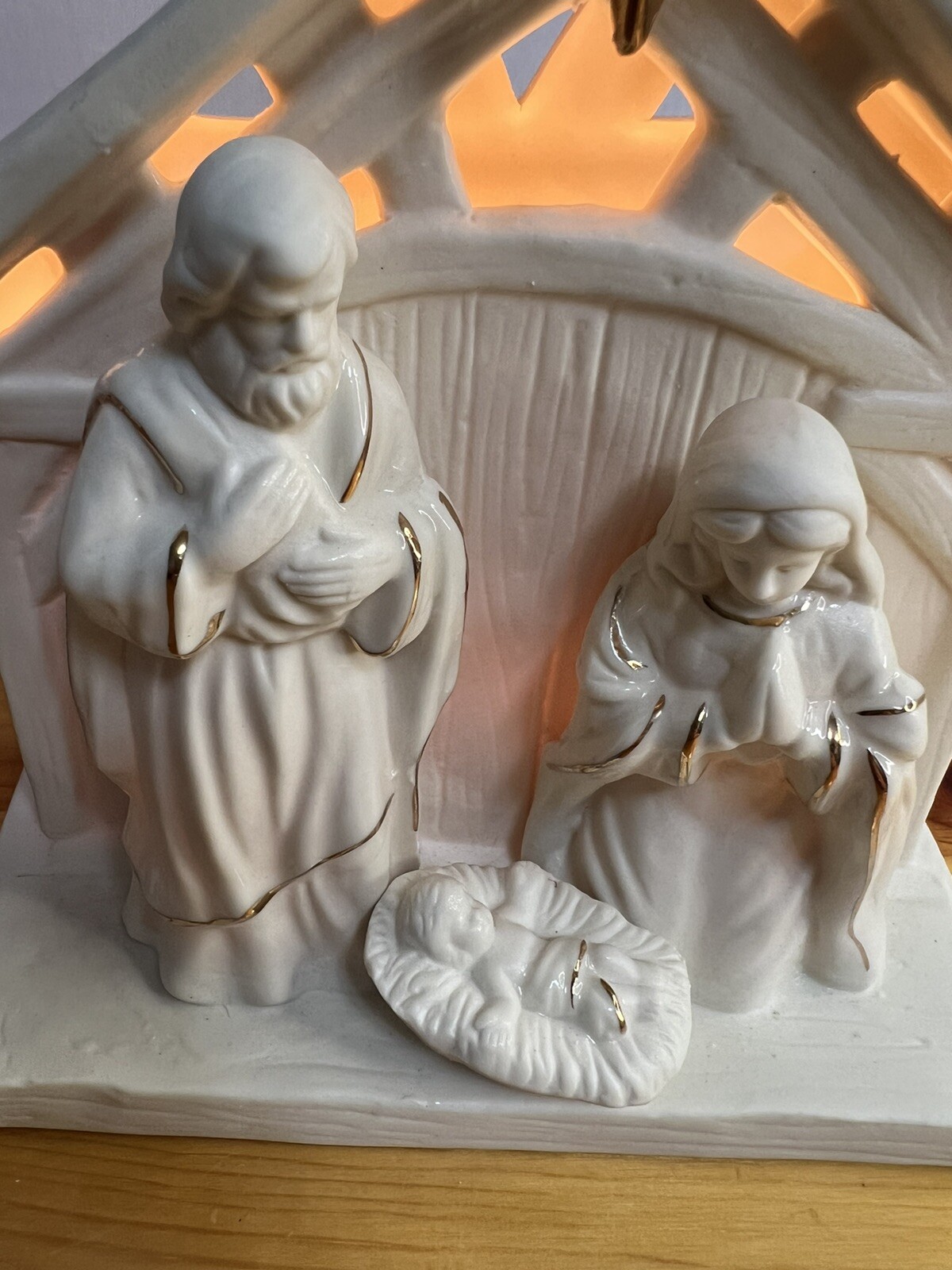JCPenney Home Collection Light up Nativity Made Of Ivory Bisque W/Gold