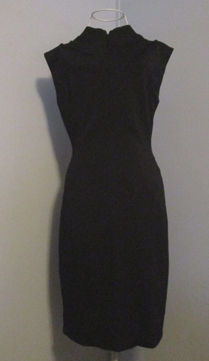 Caché Solid Black Cap Sleeve Lined Knee Length Sc… - image 2