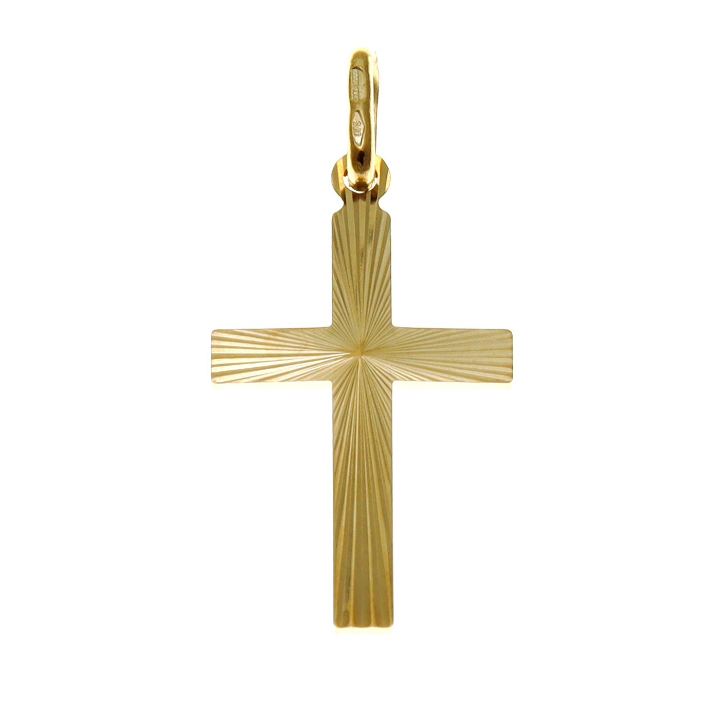 Kleiner 9ct Gold Kreuz Anhänger und Geschenkbox - ideal zum Taufen & Kommunion