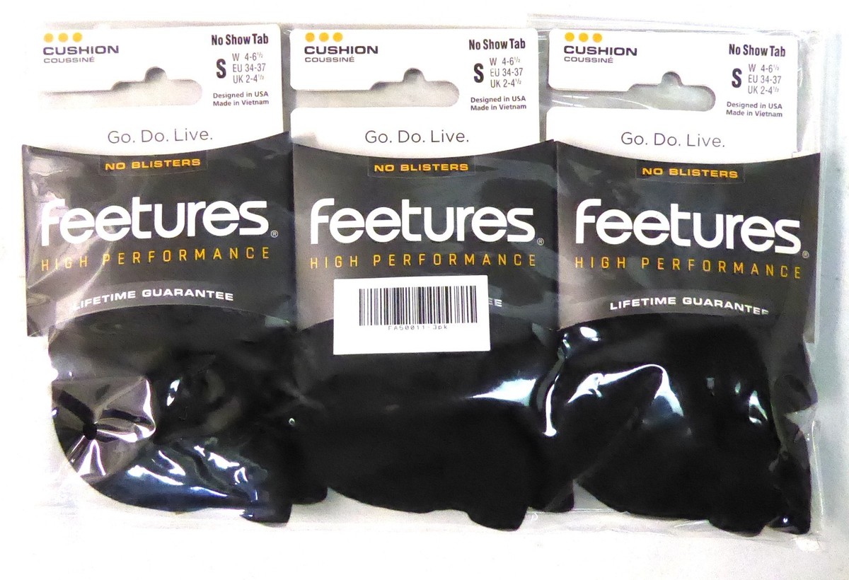 3 Pairs Feetures High Performance Socks Cushion No Show Tab Small