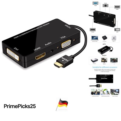 HDMI zu VGA DVI Adapter 1080P 4-in-1 Konverter für Laptop, Monitor, Projektor