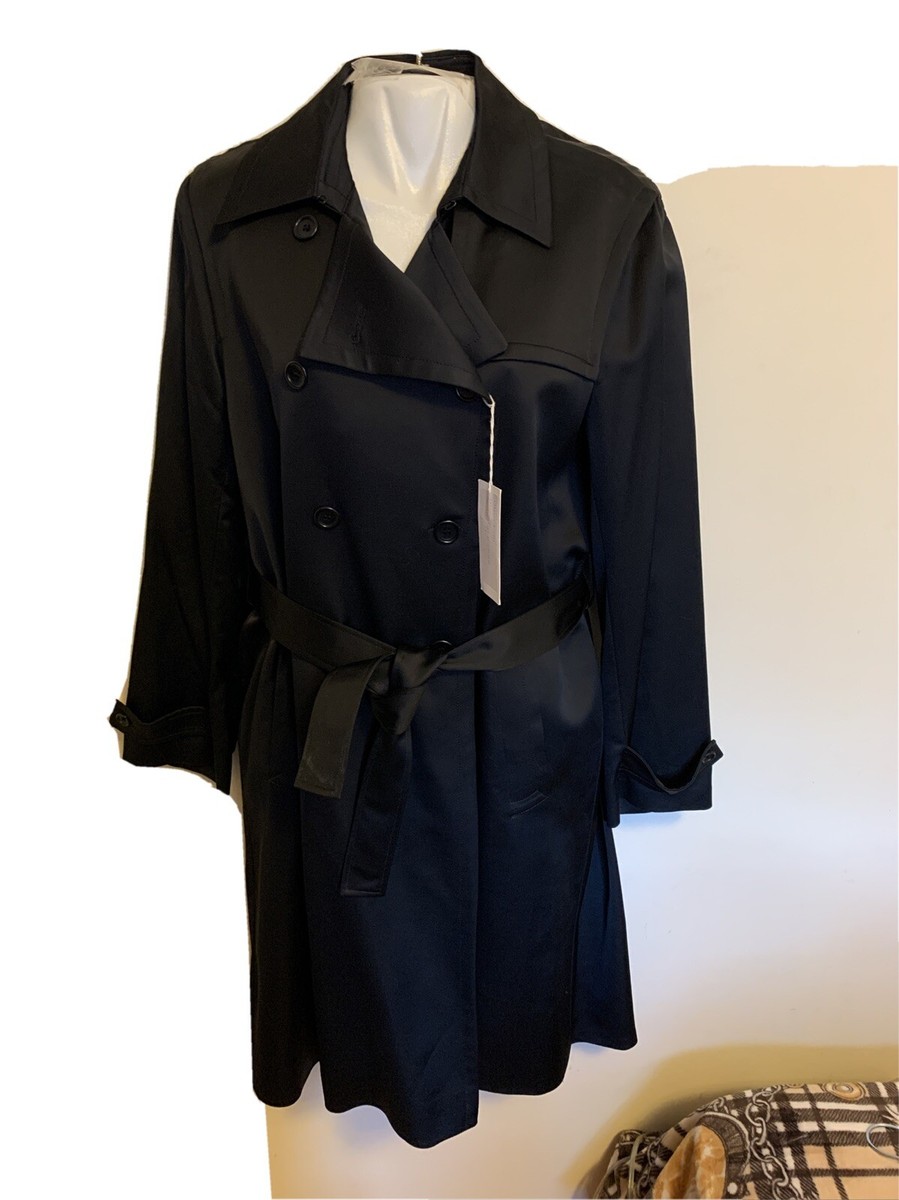 NWT Pablo Gerard Darel Women's Trench Coat Black Color Midi With