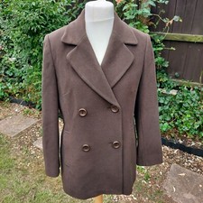Minuet Size 14 Brown Wool Polyamide Cashmere Blend Double Breasted Jacket Coat