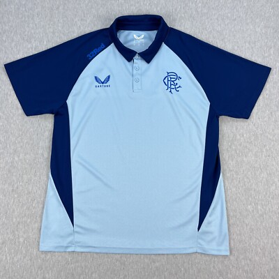 Castore Glasgow Rangers FC Polo Shirt Mens XL Blue Two-Tone 32Red